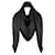 Estola negra con monograma de Louis Vuitton Negro Seda Lana  ref.1000690