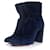 Chloé Chloe, Round toe ruches ankle boots Blue Suede  ref.1001874