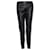 Elisabetta Franchi, stretch trousers with imitation leather. Black Polyester  ref.1001877