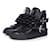 Giuseppe Zanotti, Sneakers alte in pelle con catena foderata nera. Nero