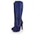 Dsquared2, Blue suede boot with wood lacquered platform in size 39.  ref.1001986