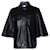 GANNI, leather short sleeve shirt Black  ref.1002258