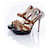Jimmy Choo, black sandal with crossover straps in leopard print Brown Patent leather  ref.1002409