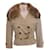 Juicy Couture, Casaco bege com mangas ¾, gola de pele removível e botões dourados no tamanho S.  ref.1002467