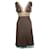 Autre Marque Zinas, marrón/vestido azul con decoración alrededor del pecho en talla 2/METRO. Castaño Seda  ref.1002477