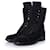 Chanel, Suede lace up quilted ankle boots Black  ref.1002655