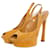YVES SAINT LAURENT, Ochre suede peep-toe slingback sandals. Yellow  ref.1002818