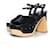 Prada, platform wooden heels in black Leather  ref.1002917