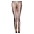Patrizia Pepe, Pantaloni rosa spalmati metallizzati con catene sulle tasche posteriori in taglia 26/XS-S. Cotone  ref.1002999