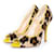 Autre Marque ISLO Isabella Lorusso, Salón peep-toe de piel de potro con estampado de leopardo. Castaño Amarillo Cuero  ref.1003005
