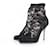 Dolce & Gabbana, Bottines chaussettes en dentelle stretch. Cuir Noir  ref.1003046