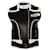 Balmain, Sleeveless biker jacket Black White Leather  ref.1003085