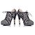 Chanel, Stivaletti stringati in tweed Nero Bianco - vista 3