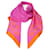 Chanel, CC-Schal aus Seide mit Kleeblatt-Print Pink Orange  ref.1003095