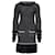 Chanel, Vestido de caxemira com franjas de pele Preto Cinza Casimira  ref.1003207