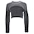 Balmain, cropped metallic ribbed knit top Black Viscose  ref.1003391