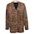 SAINT LAURENT, Cardigan in lana lamè con stampa leopardata Marrone  ref.1003397