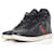 Gucci, Zapatillas altas de piel con GG y detalle de tribanda Negro Cuero  ref.1003539