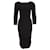 Karen Millen, schwarzes Stretchkleid mit gepunktetem Aufdruck in Größe 2/XS. Viskose  ref.1003674