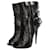 Giuseppe Zanotti, botins peep toe de couro preto com zíper prateado no tamanho 38.5.  ref.1003715