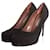 Tabitha Simmons, Sapatos pretos de bico redondo com babados e plataformas ocultas e salto coberto.  ref.1003722
