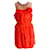 LANVIN for H&M, Ruffled sleeveless cocktail dress with elastic belt and embellishment details in size 38/S. Orange Silk  ref.1003803