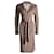 Autre Marque omnia, vestido cruzado en marrón/beige con estampado gráfico en talla UK10/S. Castaño Seda  ref.1003812