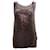 Pinko, camiseta sin mangas de color marrón con marrón/secuencias de color bronce en talla S. Seda  ref.1003836
