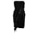 BLUMARINE, abito corsetto nero con frange Pelle Seta  ref.1003905