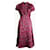 MARC JACOBS, vestido rojo vino con flores. Roja Seda  ref.1004132