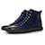 Hermès Ermete, Sneakers alte in camoscio blu Svezia  ref.1004177