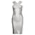 Herve Leger Hervé Léger par Max Azria, robe bodycon argentée à épaules dénudées  ref.1004182
