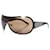 Chanel, lunettes de soleil à bouclier à logo CC orné Marron  ref.1004189