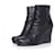Prada, Black leather wrinkled wedge ankle boots  ref.1004196