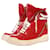 Autre Marque Elena Iachi, High-top sneakers in red leather.  ref.1004237
