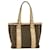 FENDI Zucchino Canvas Shoulder Bag Leather Brown Auth ac2009  ref.1005296