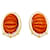 inconnue Yellow gold clip earrings, coral and diamonds.  ref.1005380