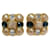 ***CHANEL  vintage pearl rhinestone earrings White Blue Golden Gold-plated  ref.972654
