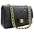 Solapa forrada Chanel Classic 10Bolso de hombro con cadena de piel de cordero negro Cuero  ref.972844