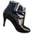 Chanel Ankle Boots Black Silvery Leather  ref.976044