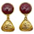 *** CHANEL  Gripore Triangle Coco Mark Earrings Red Golden  ref.976187