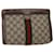GUCCI GG Canvas Web Sherry Line Clutch Bag PVC Leather Beige Green Auth 46133 Red  ref.976686