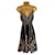 Vestido feminino TED BAKER de seda preta com ajuste floral e flare sem mangas 2 Reino Unido 10 Preto Verde Cru  ref.977419