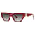 Valentino Lunettes de soleil Acrylique Rouge  ref.978349