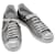 LOUIS VUITTON Low Line Glitzer-Sneakers aus Leder vorne 38.5 Silber LV Auth ak199 Schwarz  ref.978350