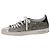 LOUIS VUITTON Baskets à paillettes Front Low Line en cuir 38.5 Argent LV Authak199 Noir Argenté - vue 5