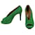 Hermès Amazing Hermes Bamboo Suede heels Green  ref.978468