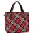 BURBERRY Nova Check Blue Label Hand Bag Nylon Leather Red Brown Auth 46960  ref.979419