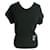 CHANEL UNIFORM Short-sleeved black jumper Ecusson Blés TS Cotton Wool  ref.980285