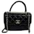 Trendy CC Chanel Bolsa pequena CC moderna com alça superior Preto Couro  ref.980313